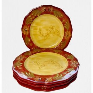 Vintage Centrum Fleur De Sol Collection Hand Painted Salad Please Set of 4